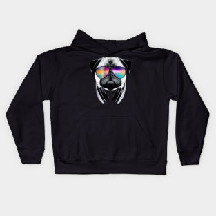 Trippy Pug Dog Wearing Music Equalizer Sunglasses Kids Hoodie